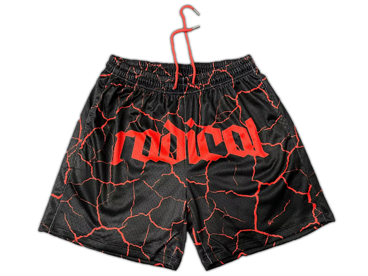Cracked Mesh Shorts Red/Black